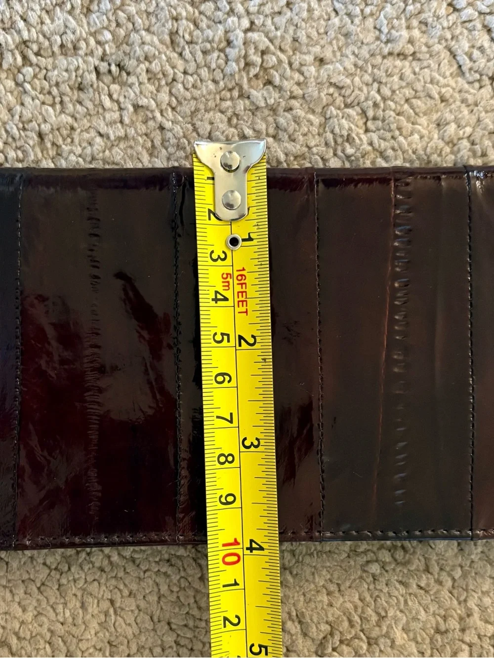 Genuine Eel Skin Long Wallet Dark Brown Made in Korea